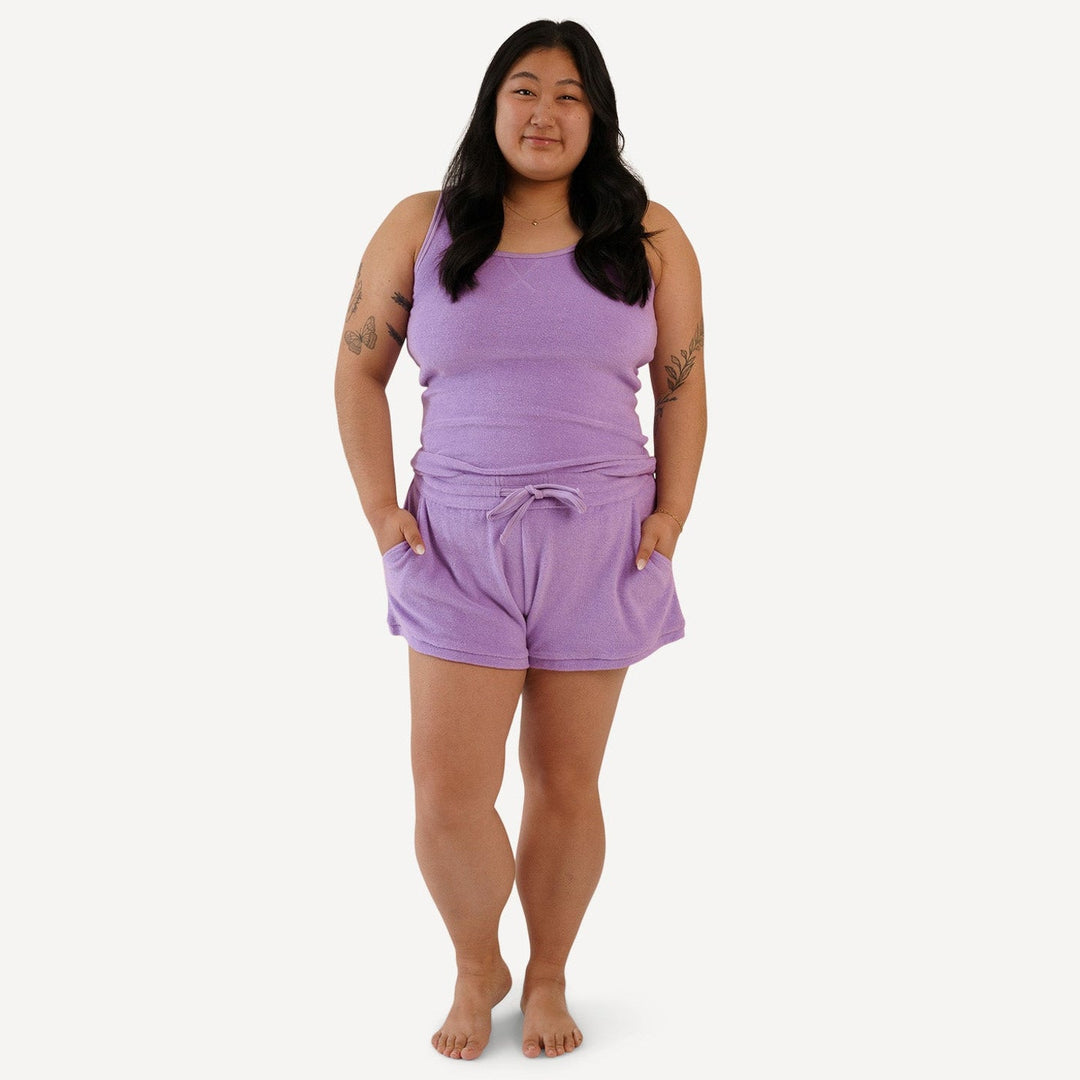 womens jamie tank short set | vivid violet | organic cotton terry