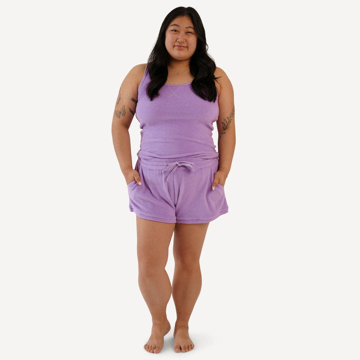 womens jamie tank short set | vivid violet | organic cotton terry