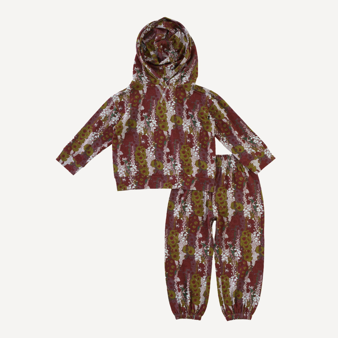 long sleeve hooded relaxed jogger set | hollyhock | bamboo