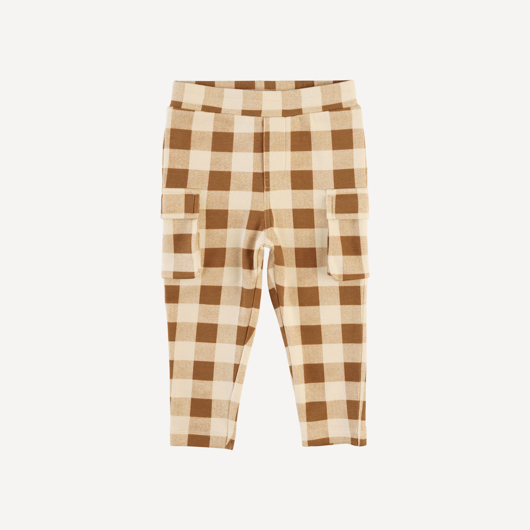 skinny cargo pant | cinnamon gingham | organic cotton interlock