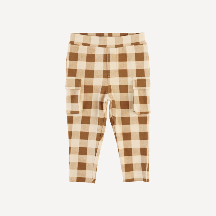 skinny cargo pant | cinnamon gingham | organic cotton interlock
