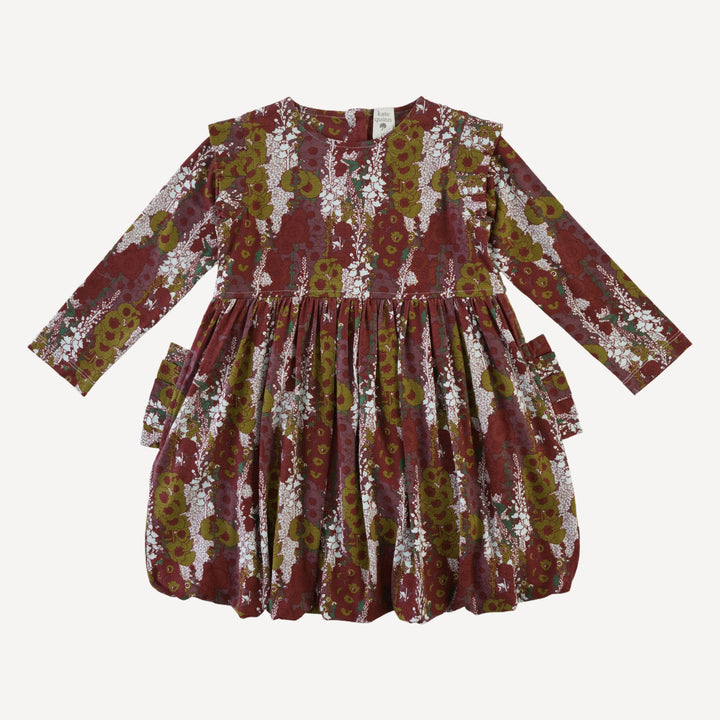 long sleeve pleated bubble dress | hollyhock | bamboo