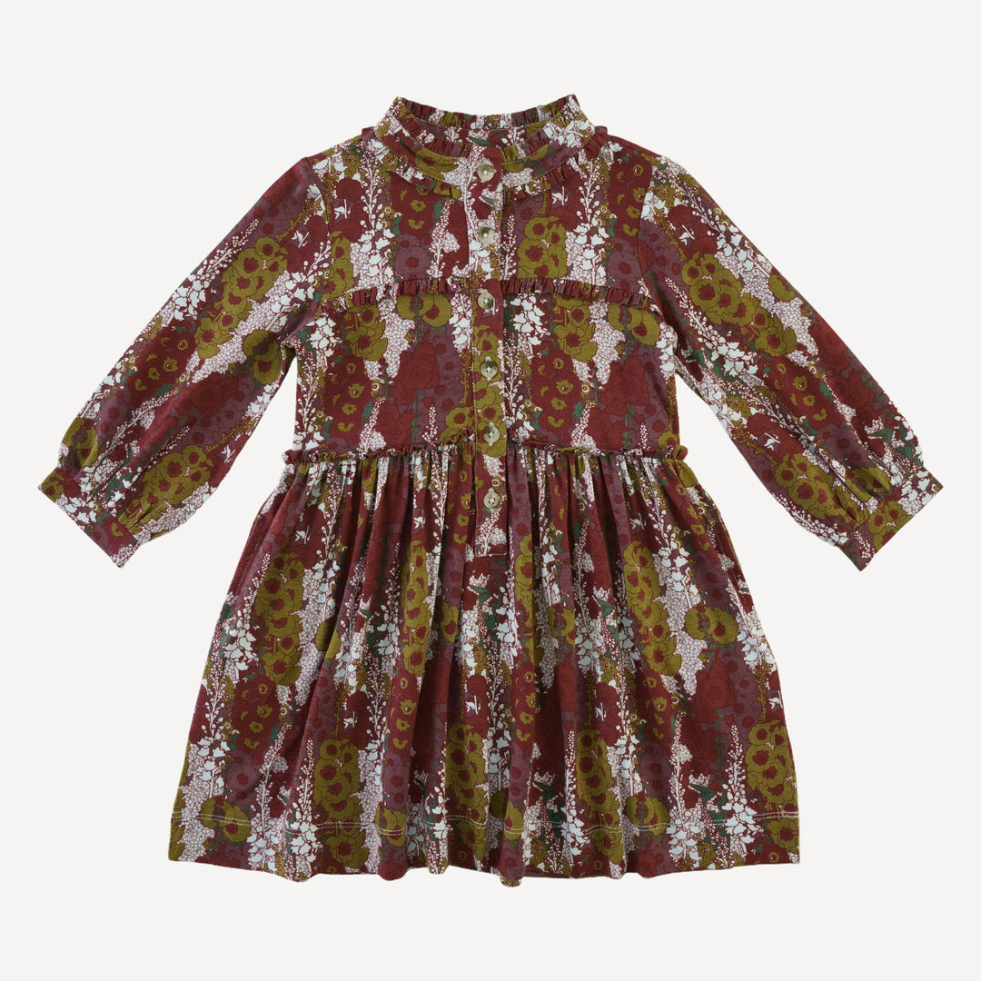 long sleeve tiny ruffle dress | hollyhock | bamboo