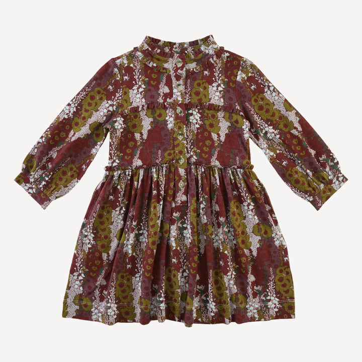 long sleeve tiny ruffle dress | hollyhock | bamboo