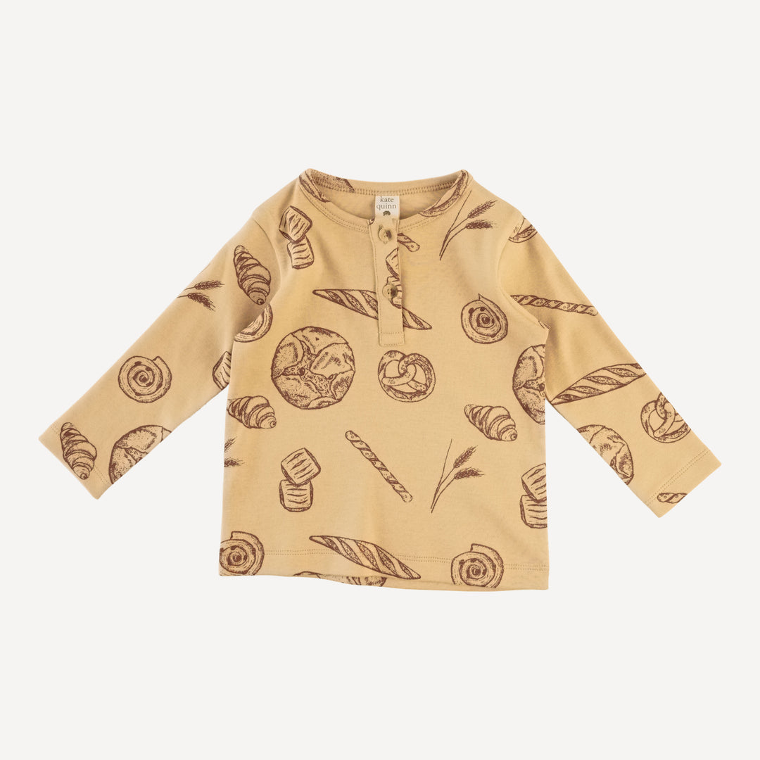 long sleeve basic henley tee | cinnamon bread | organic cotton interlock