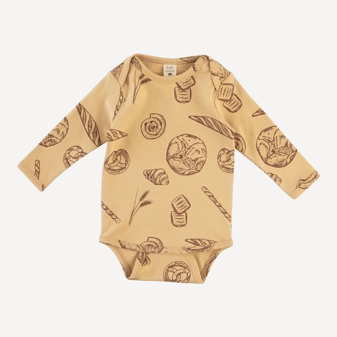 long sleeve lap neck bodysuit | cinnamon bread | organic cotton interlock