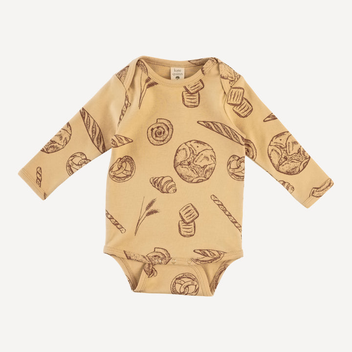 long sleeve lap neck bodysuit | cinnamon bread | organic cotton interlock