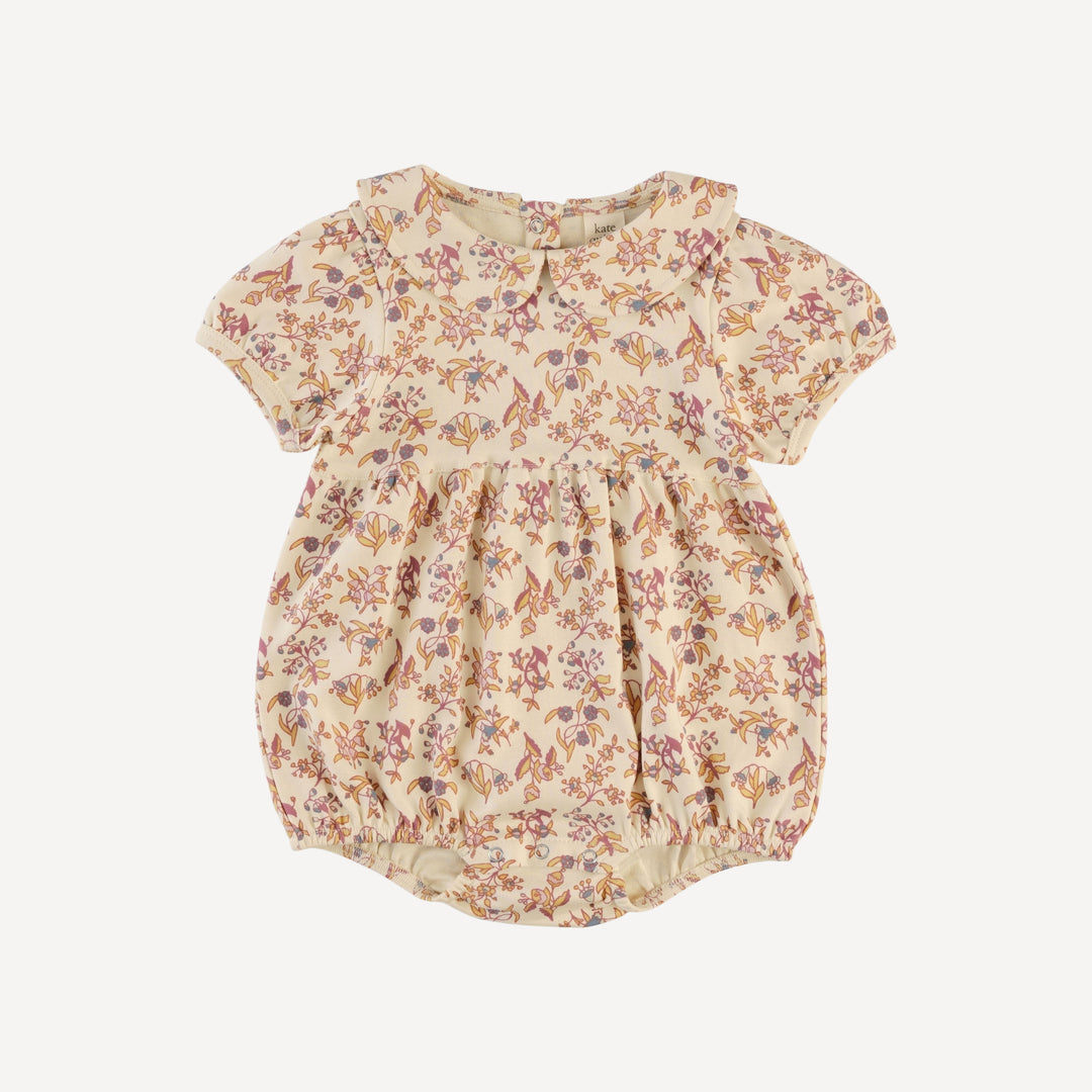 short puff sleeve peter pan bubble | ditsy bouquet | organic cotton interlock