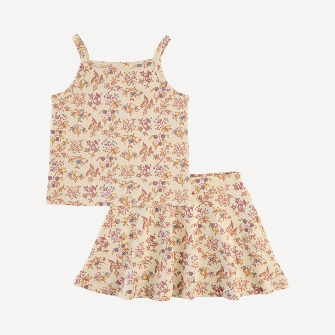 spaghetti strap tank + a-line skirt set | ditsy bouquet | organic cotton interlock
