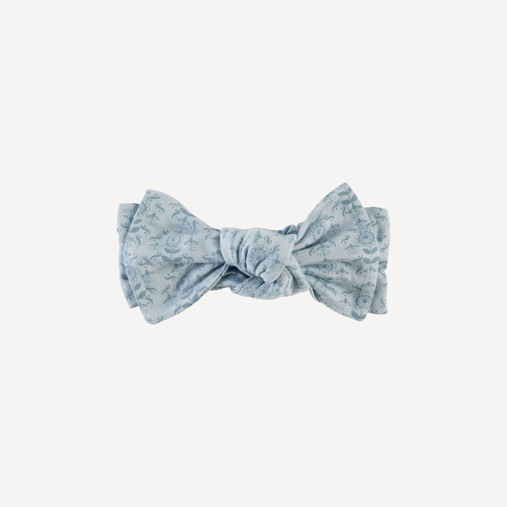 large bow elastic headband | cornflower folk wallpaper | organic cotton gauze