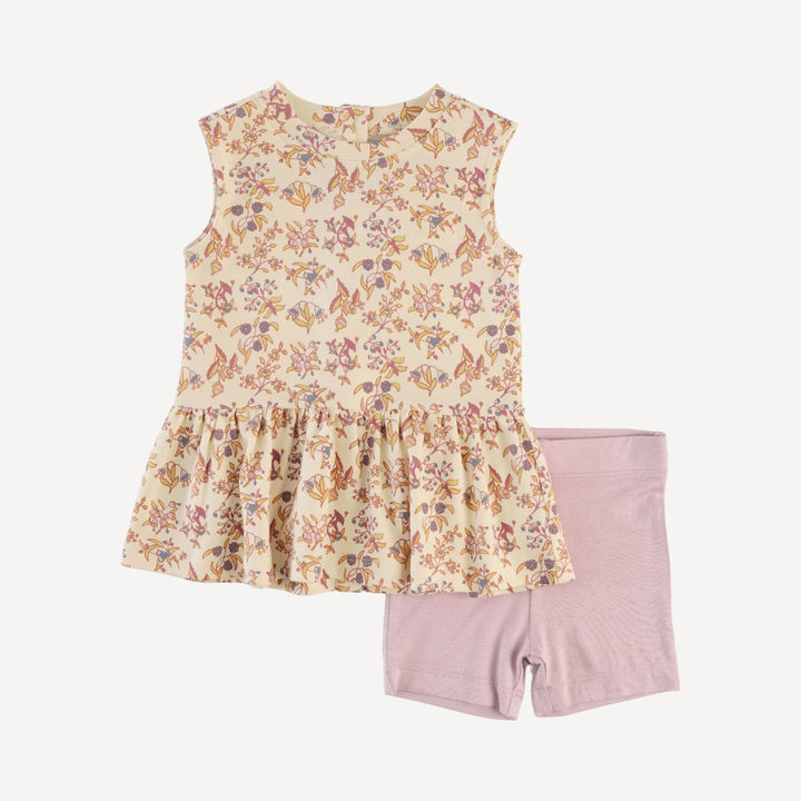 sleeveless kate top + bike short set | ditsy bouquet | organic cotton interlock