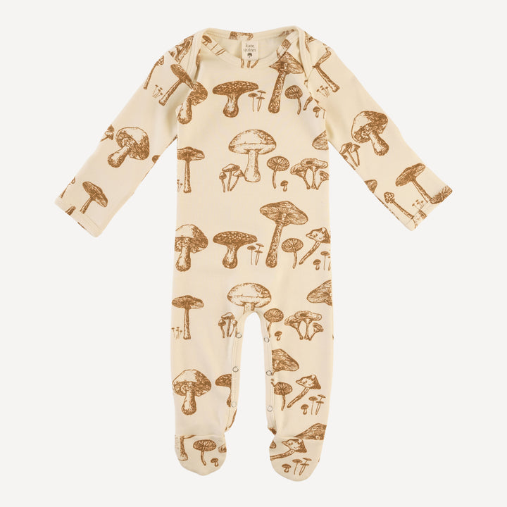 long sleeve lap neck footie | wild mushroom | organic cotton interlock