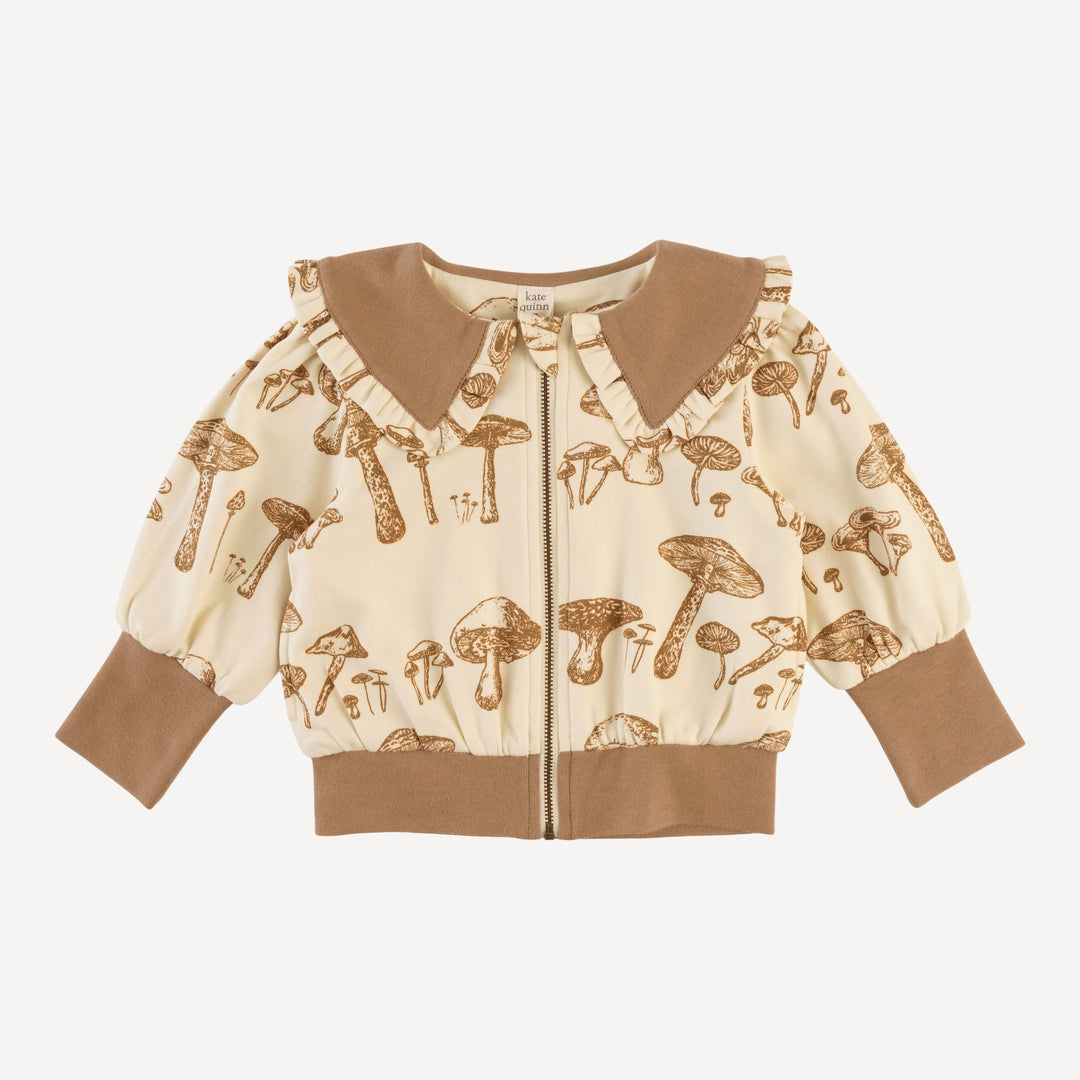 ruffle collar jacket | wild mushroom | organic cotton interlock