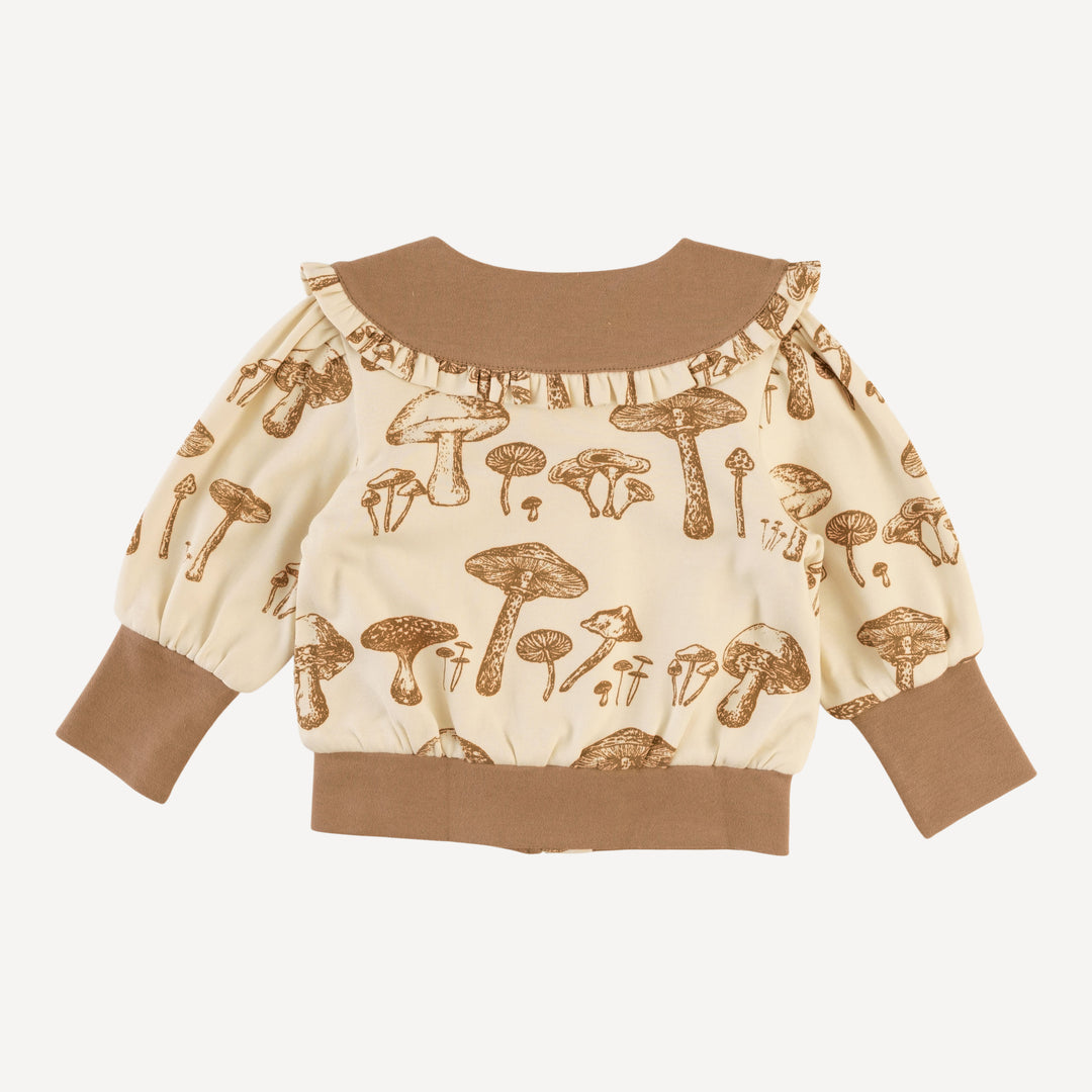 ruffle collar jacket | wild mushroom | organic cotton interlock