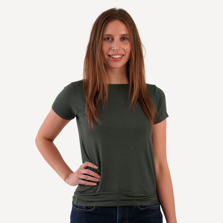 womens boat neck tee | beluga | bamboo