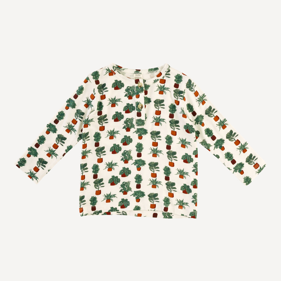 long sleeve basic henley tee | houseplants | bamboo