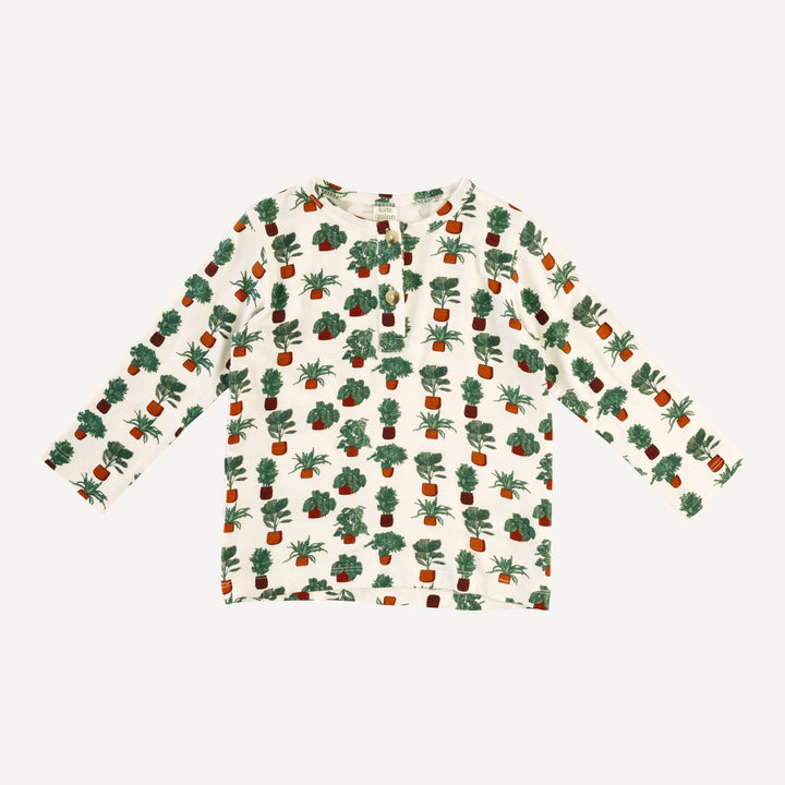long sleeve basic henley tee | houseplants | bamboo