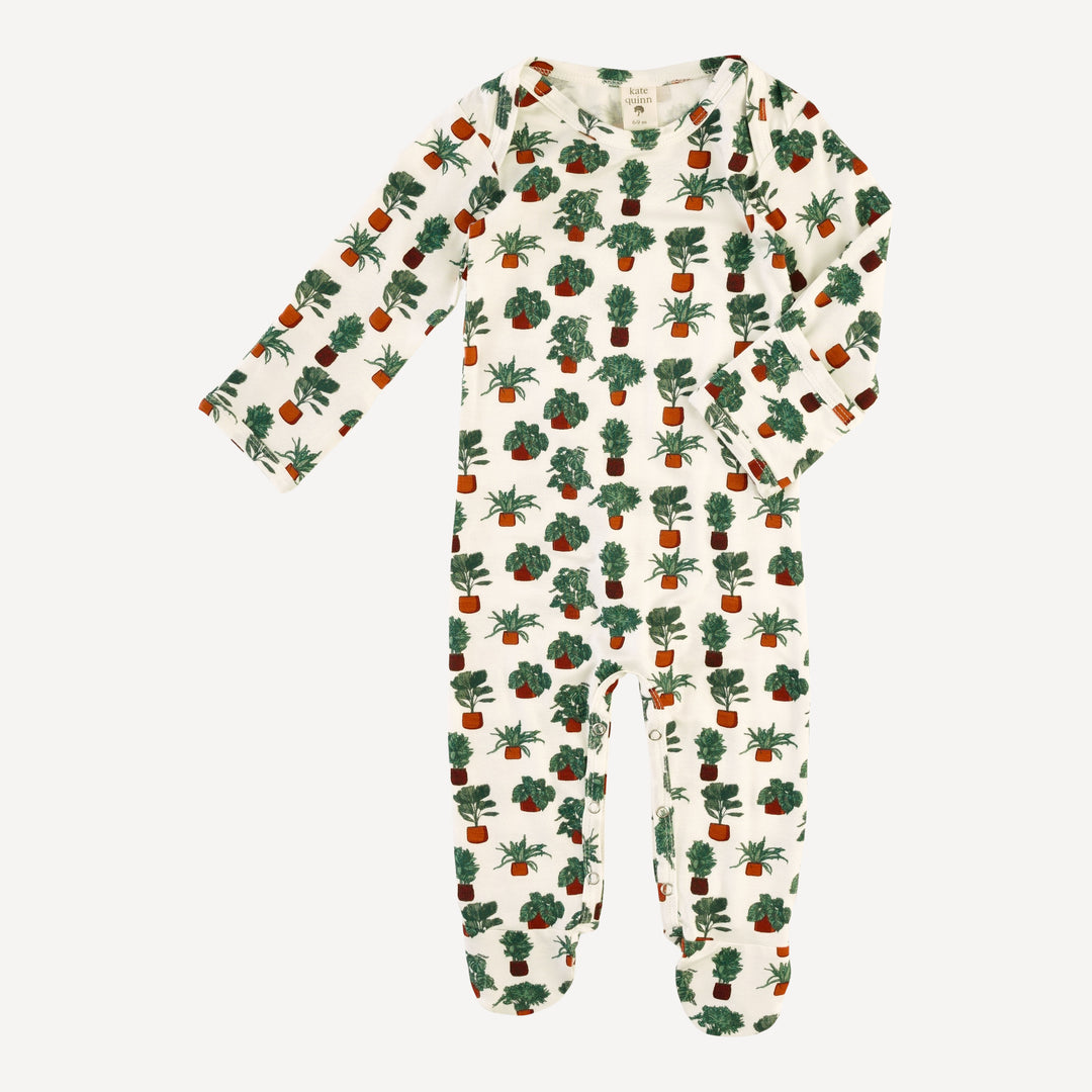 long sleeve lap neck footie | houseplants | bamboo