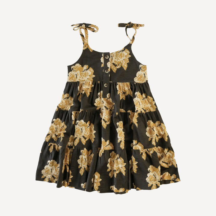 spaghetti tie henley prairie dress | butterscotch rose | bamboo