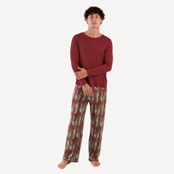 mens crew neck pj set | hollyhock | bamboo