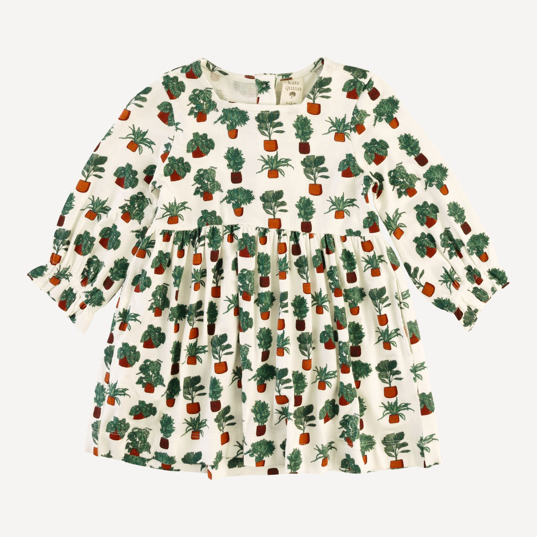 long sleeve square neck dress | houseplants | bamboo