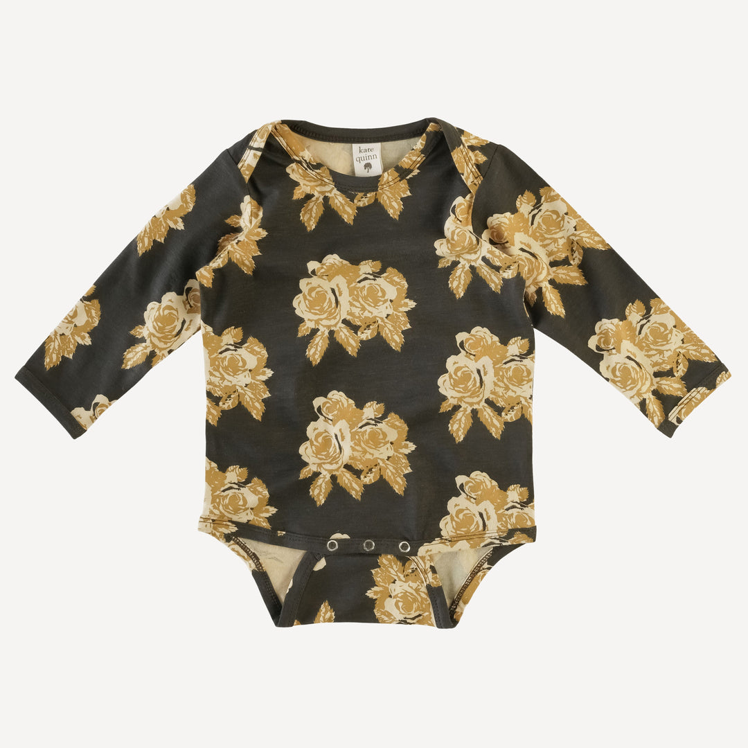 long sleeve lap neck bodysuit | butterscotch rose | bamboo