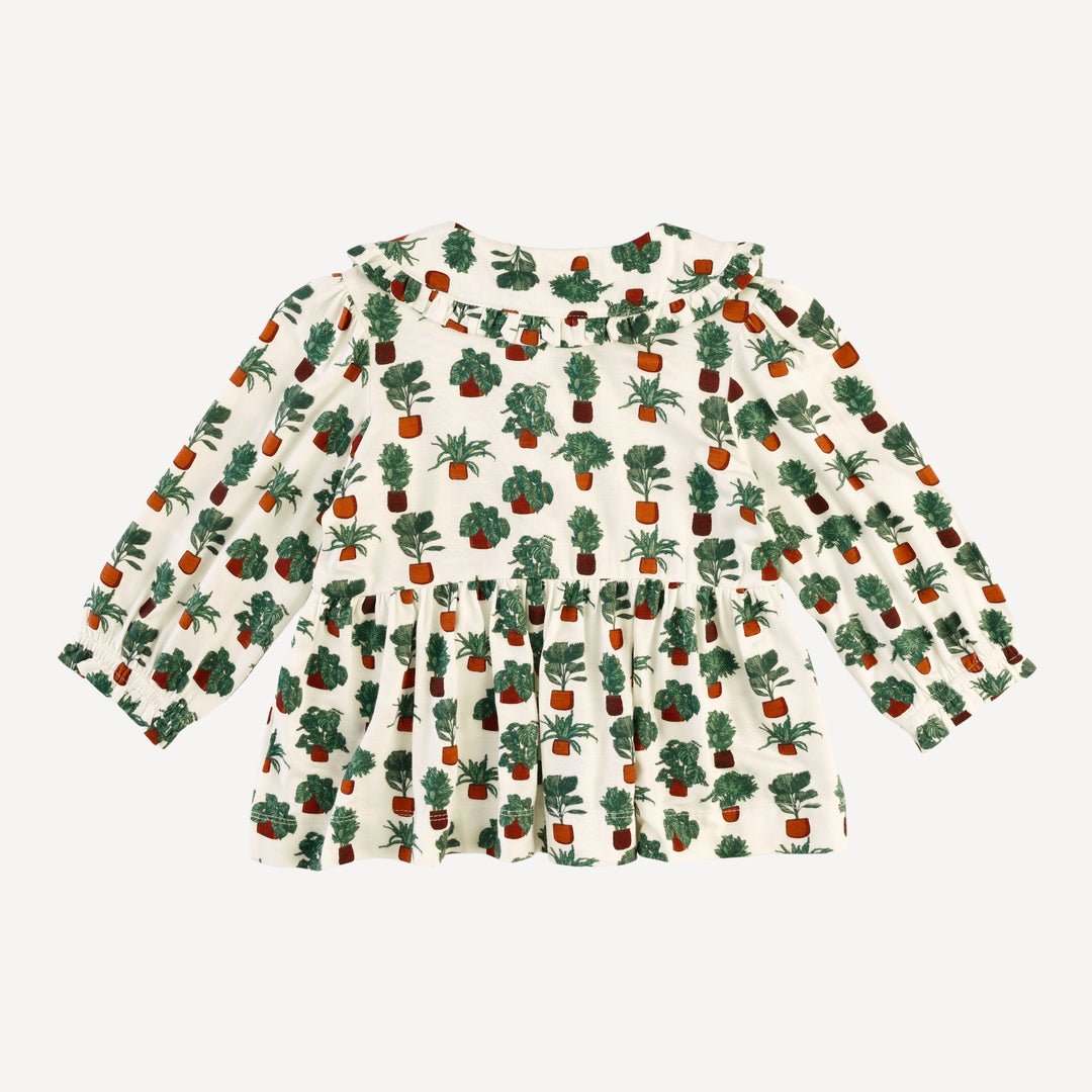 long sleeve ruffle peter pan top | houseplants | bamboo