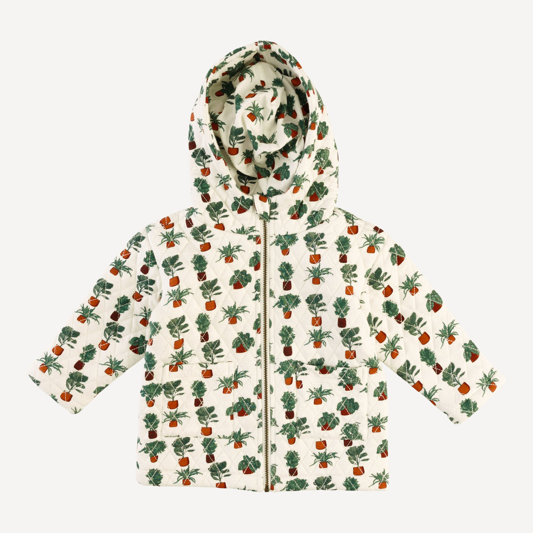 quilted hooded jacket | houseplants | bamboo