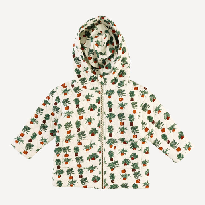 quilted hooded jacket | houseplants | bamboo