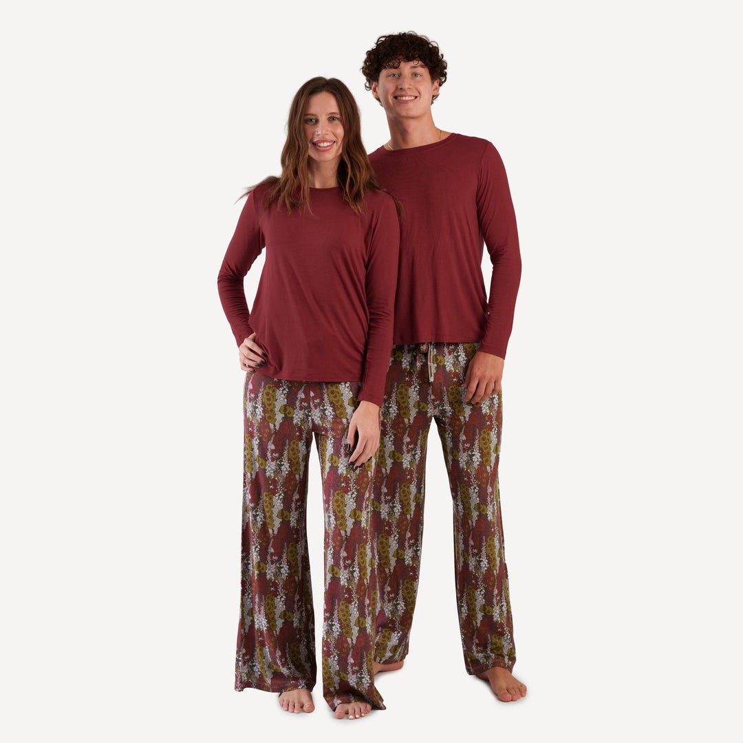 mens crew neck pj set | hollyhock | bamboo