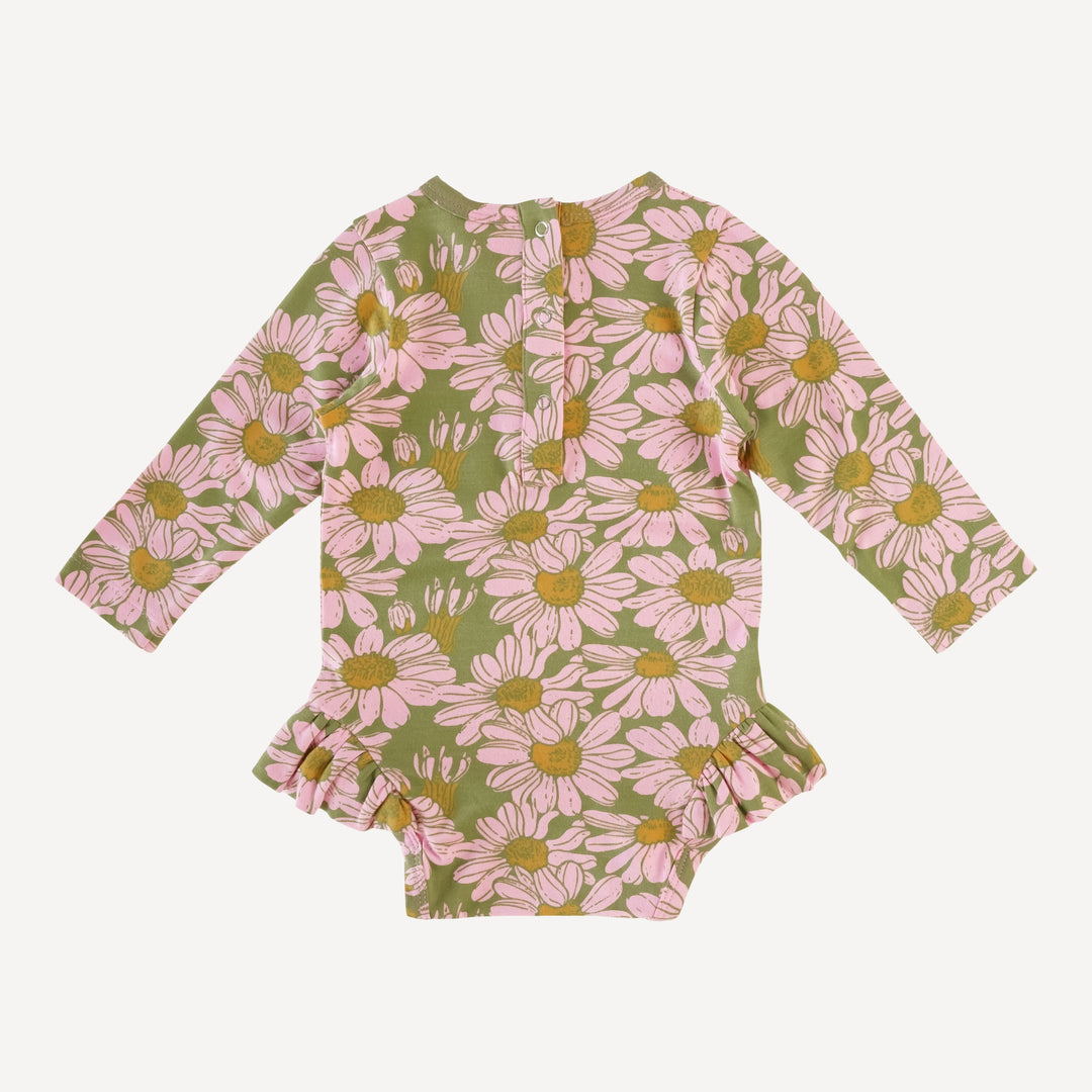 long sleeve ruffle leg bodysuit | bonbon daisy | bamboo