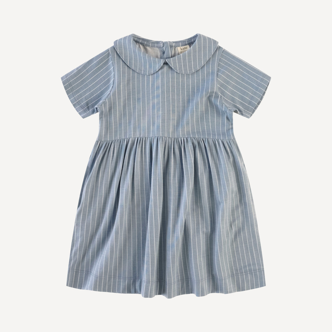 short sleeve peter pan dress | blue pinstripe | bamboo