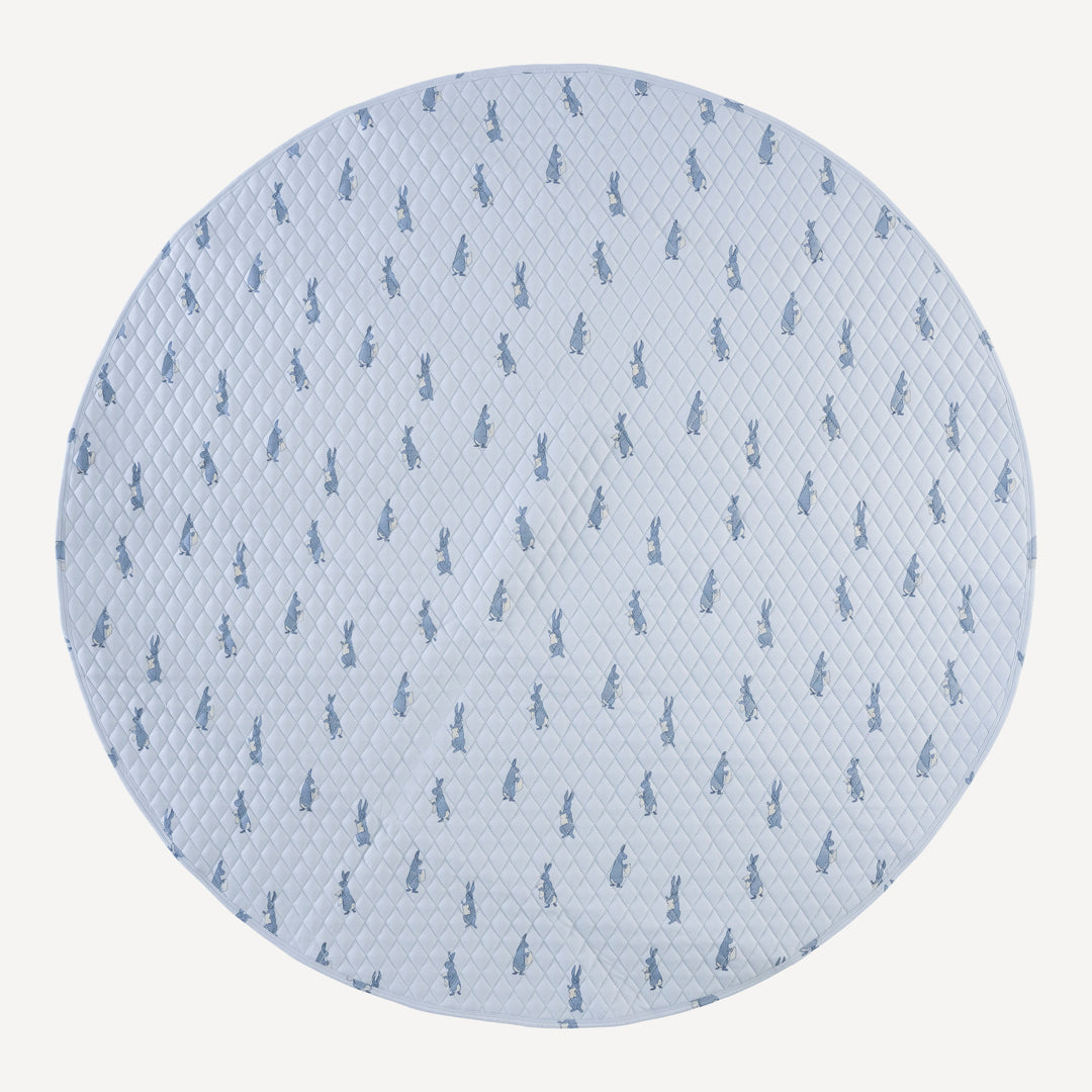 round quilted play mat | arctic rabbit | organic cotton interlock