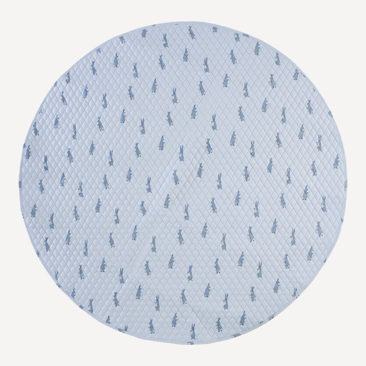 round quilted play mat | arctic rabbit | organic cotton interlock