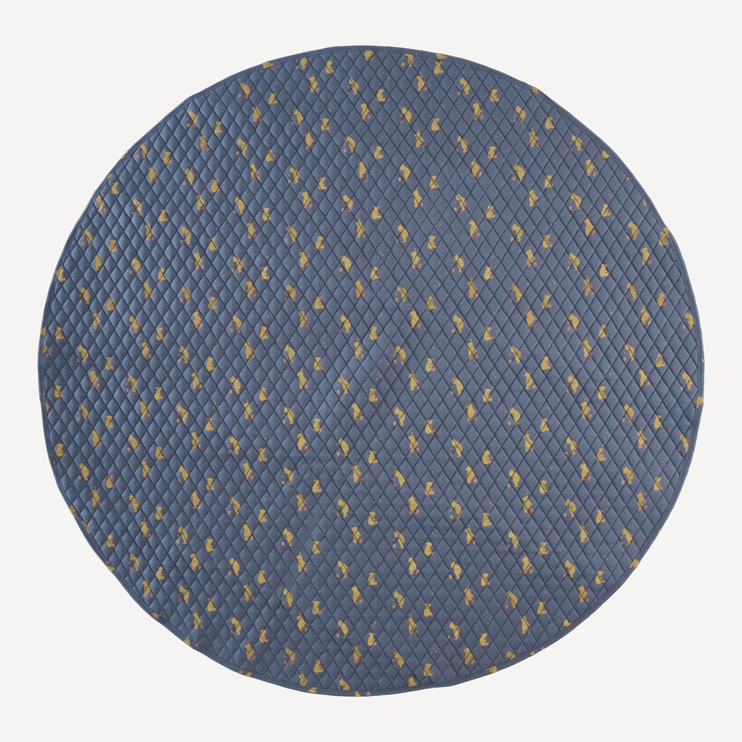 round quilted play mat | stone blue pooh | organic cotton interlock