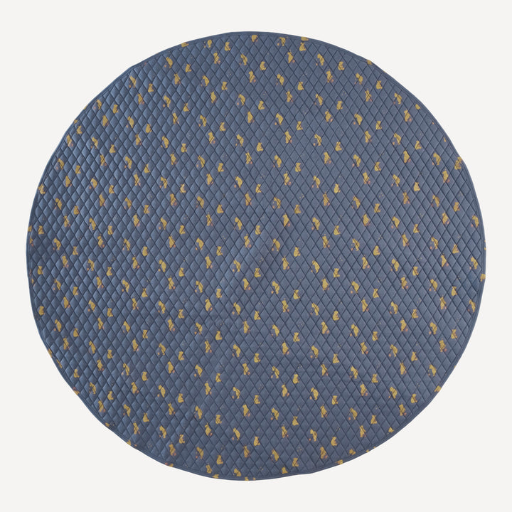 round quilted play mat | stone blue pooh | organic cotton interlock