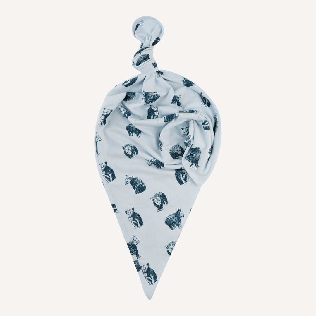 classic single layer blanket | blue bear cubs | organic cotton jersey