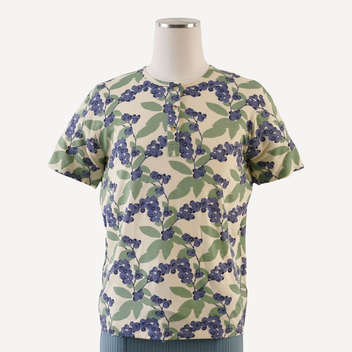mens short sleeve henley tee | blueberries | bamboo
