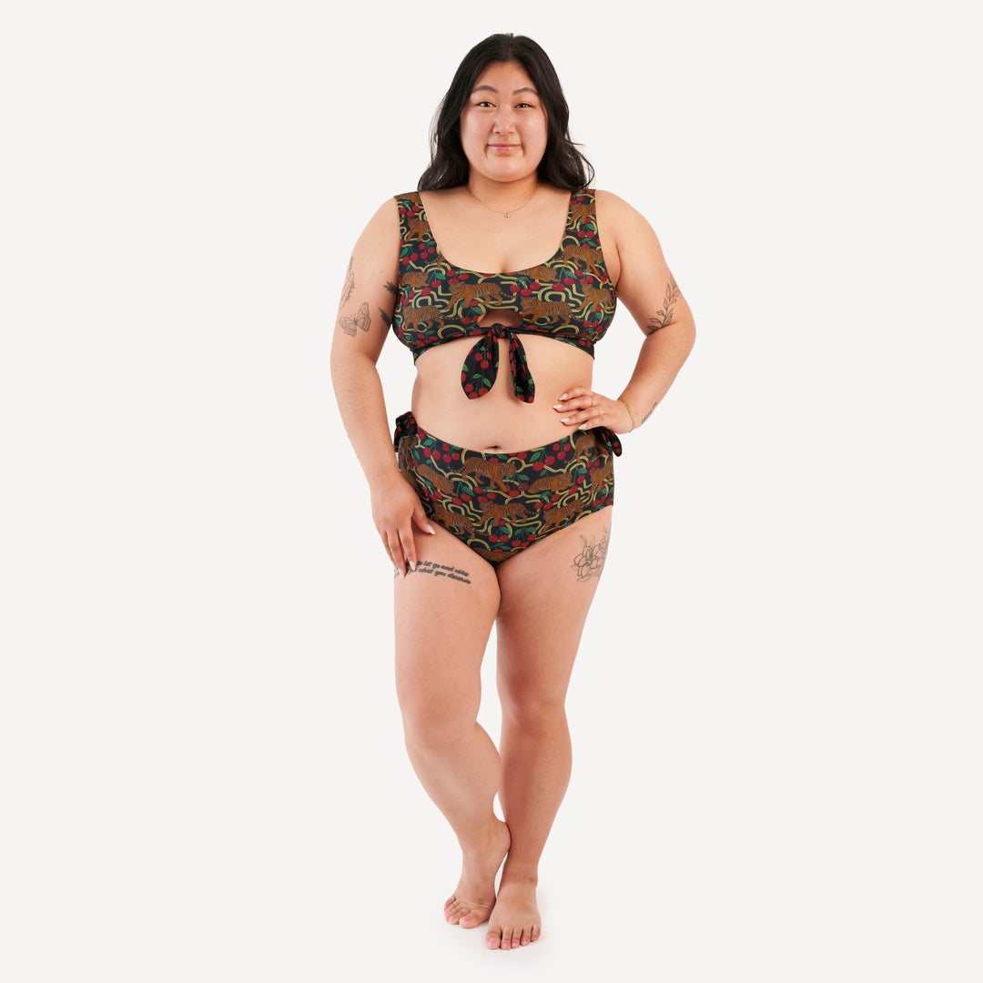 womens tie two piece swimsuit | tiger + cherries | swim