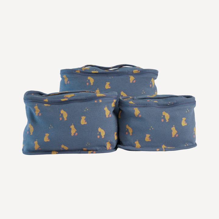 diaper cubes set of 3 | stone blue pooh | organic cotton interlock