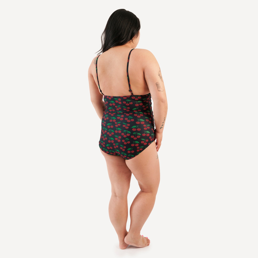 womens ruched one piece swimsuit | cherries | swim