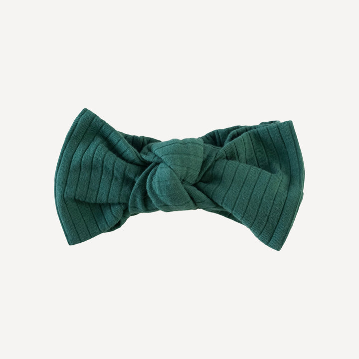 large elastic bow headband | rain forest | organic cotton wide rib