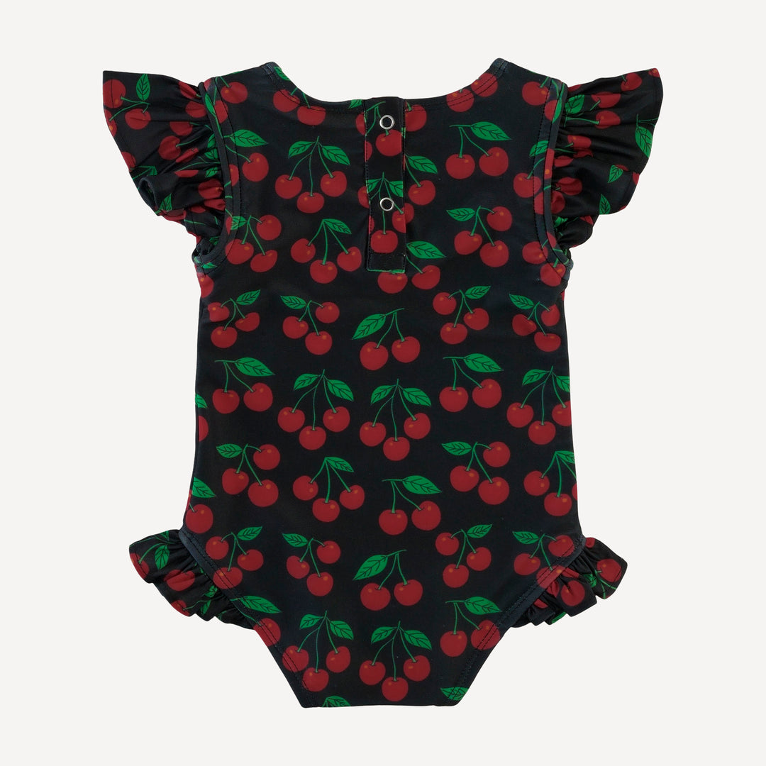 frilly one piece swimsuit | cherries | swim