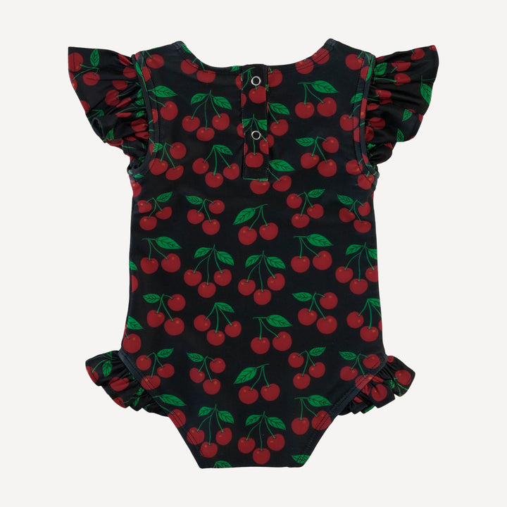 frilly one piece swimsuit | cherries | swim