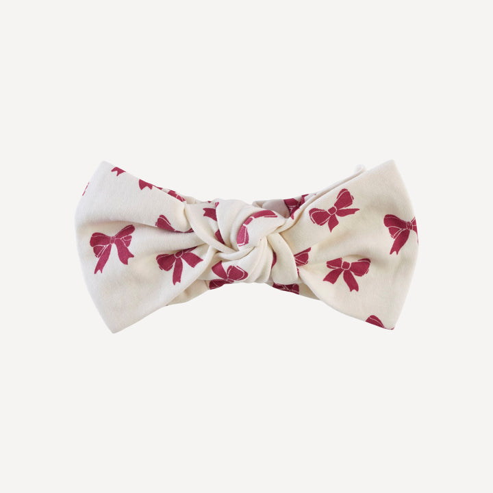 large elastic bow headband | red bow | organic cotton interlock