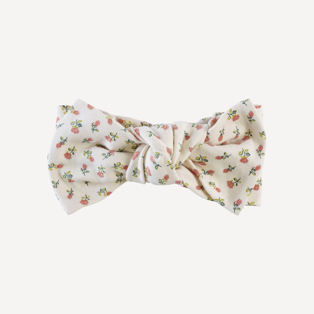 large elastic bow headband | french rose bud | organic cotton interlock