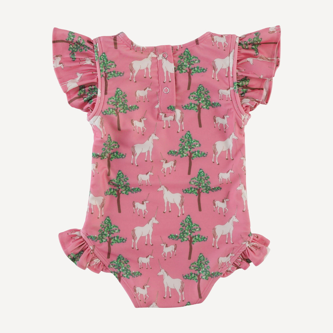 frilly one piece swimsuit | pink unicorn party | swim