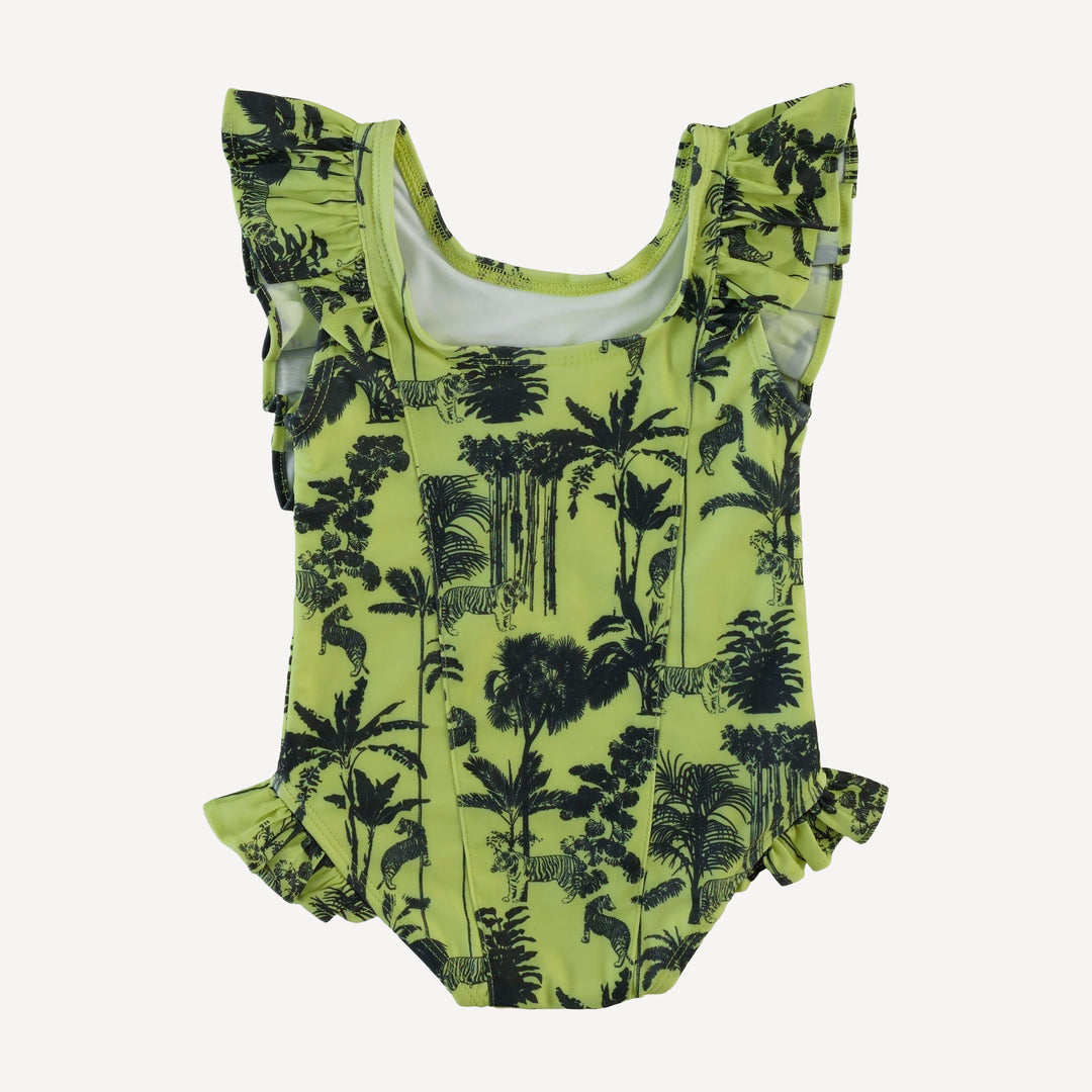 side ruffle tank swimsuit | lime jungle | swim