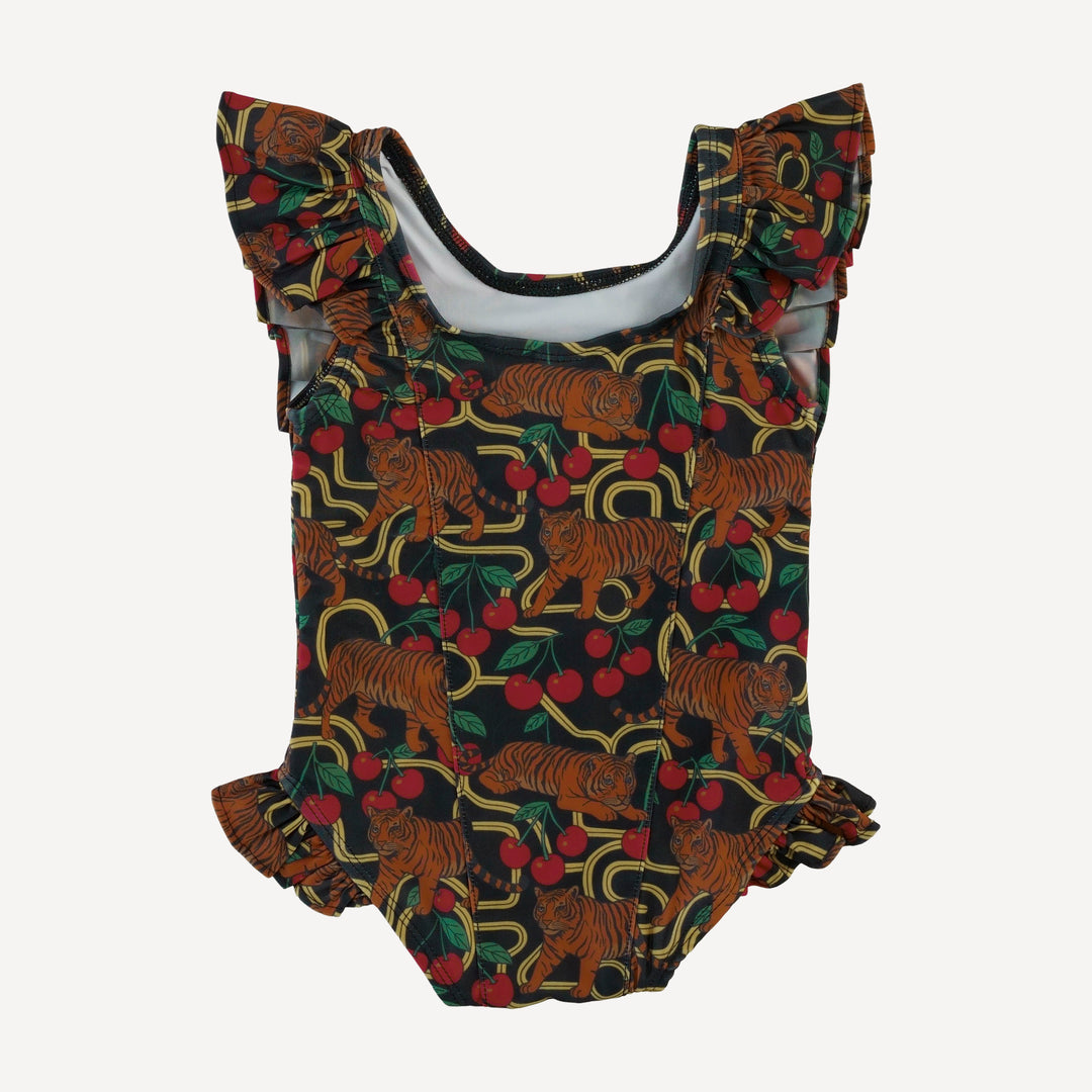 side ruffle tank swimsuit | tiger + cherries | swim
