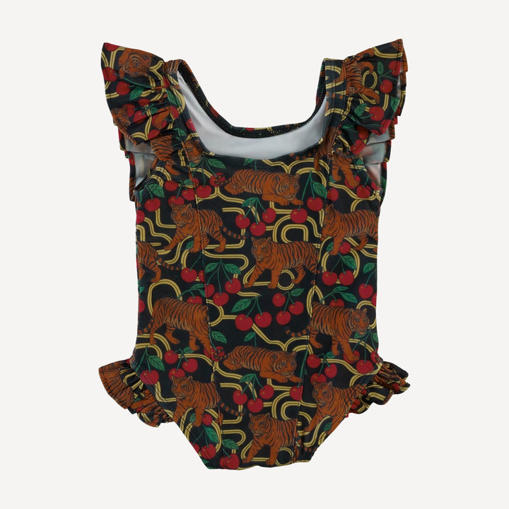 side ruffle tank swimsuit | tiger + cherries | swim